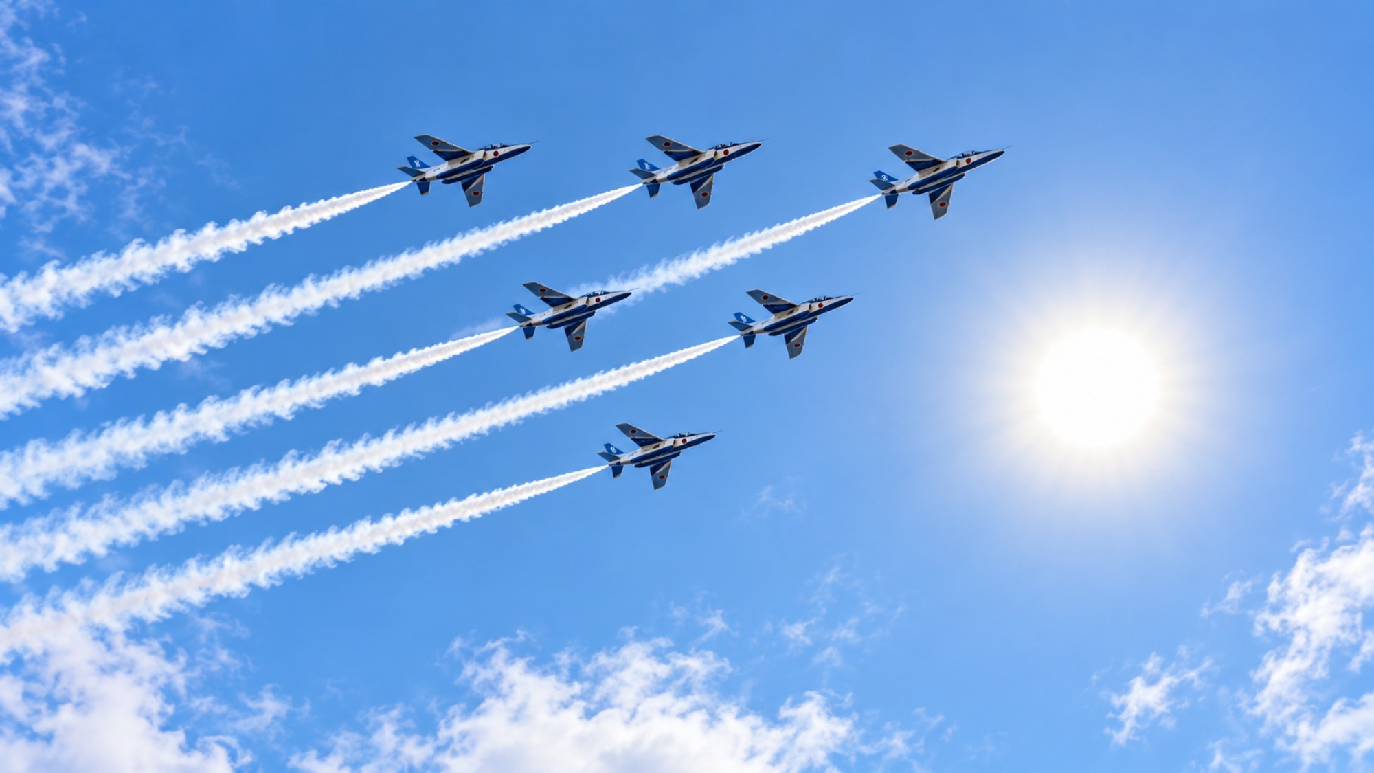 豊田市上空にブルーインパルス！太陽と6機を偶然撮影｜愛知・名古屋2026開幕日