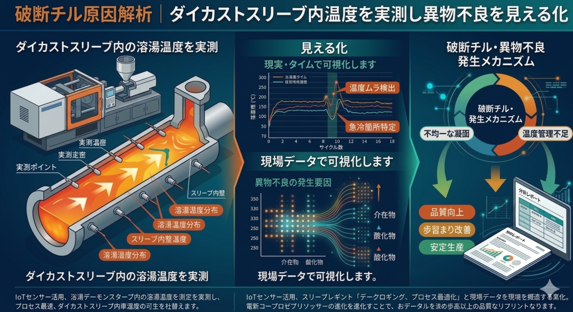 破断チル原因解析｜ダイカストスリーブ内温度を実測し異物不良を見える化